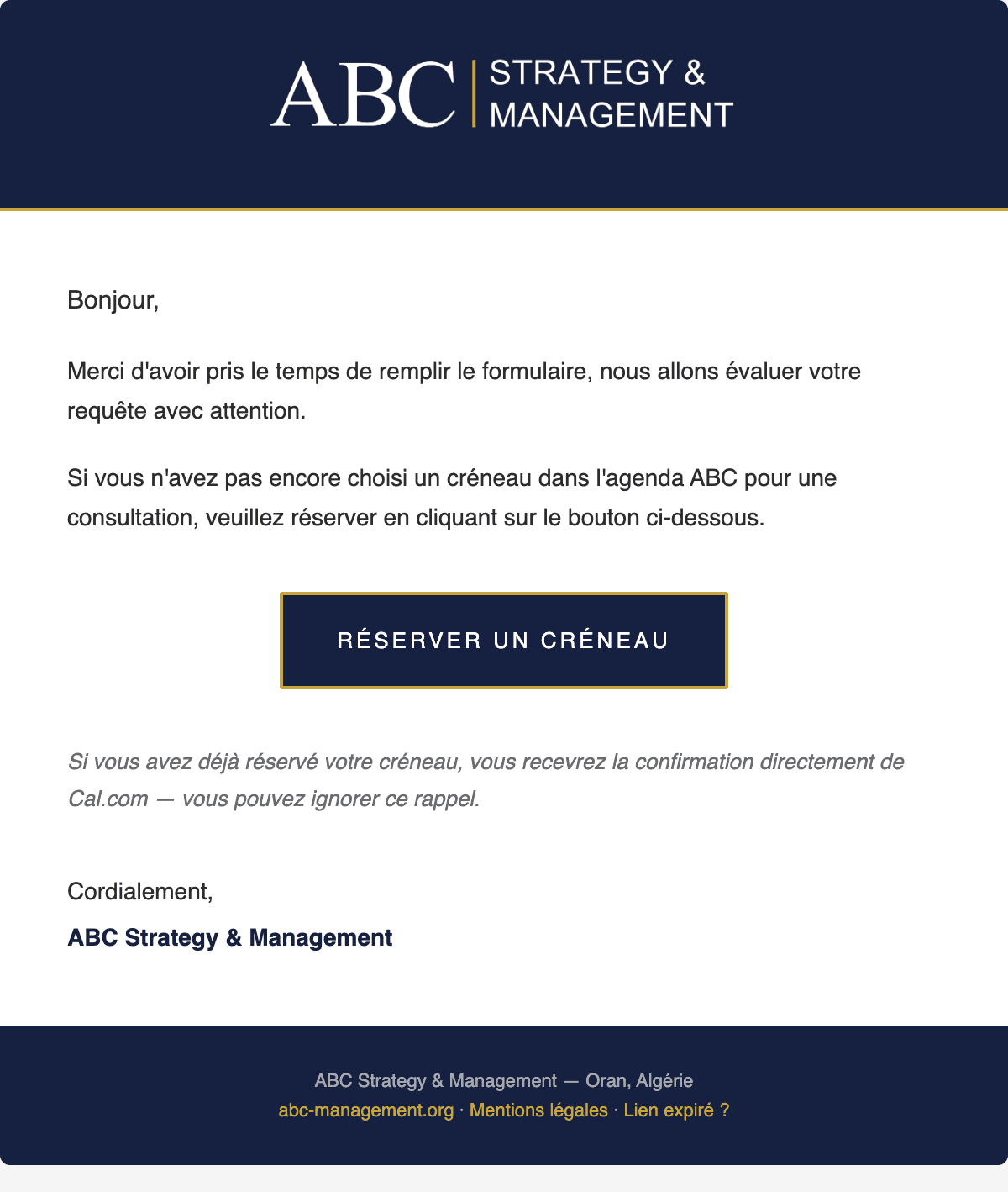 Email de confirmation de contact