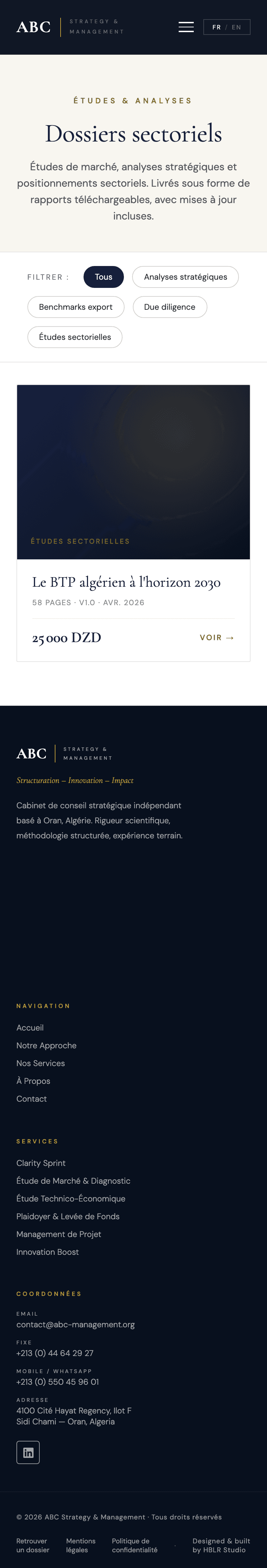 Catalogue de rapports sur mobile