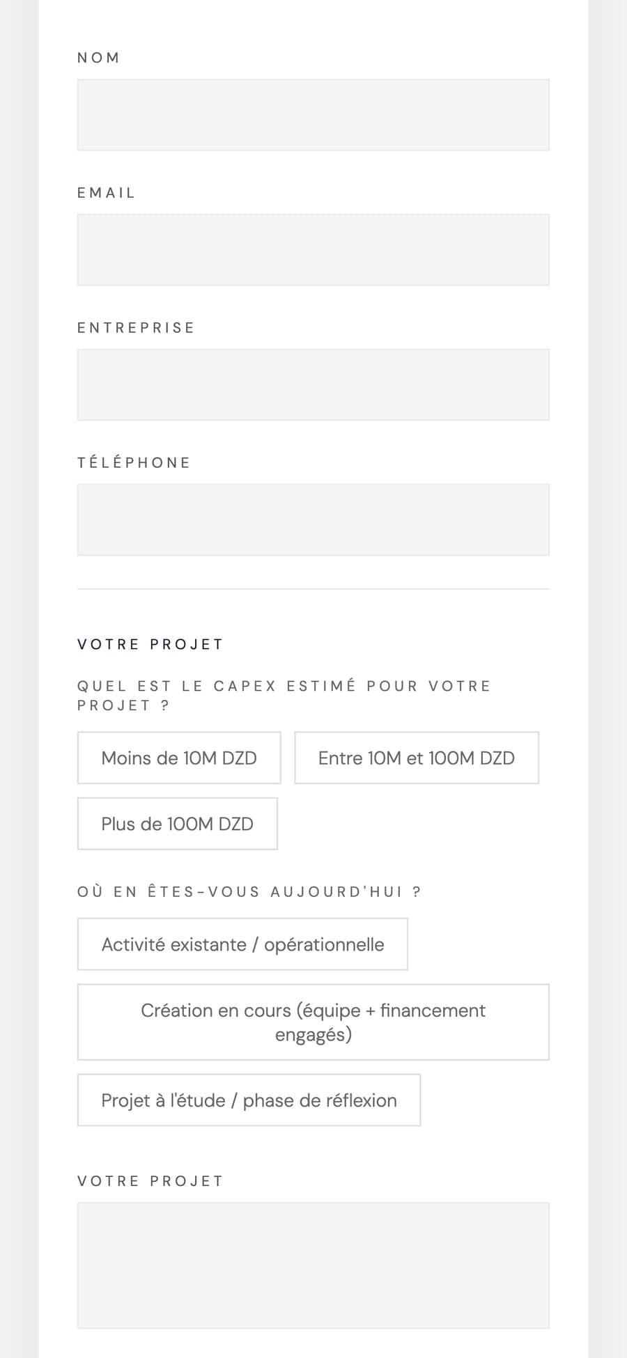 Écran mobile : -formulaire
