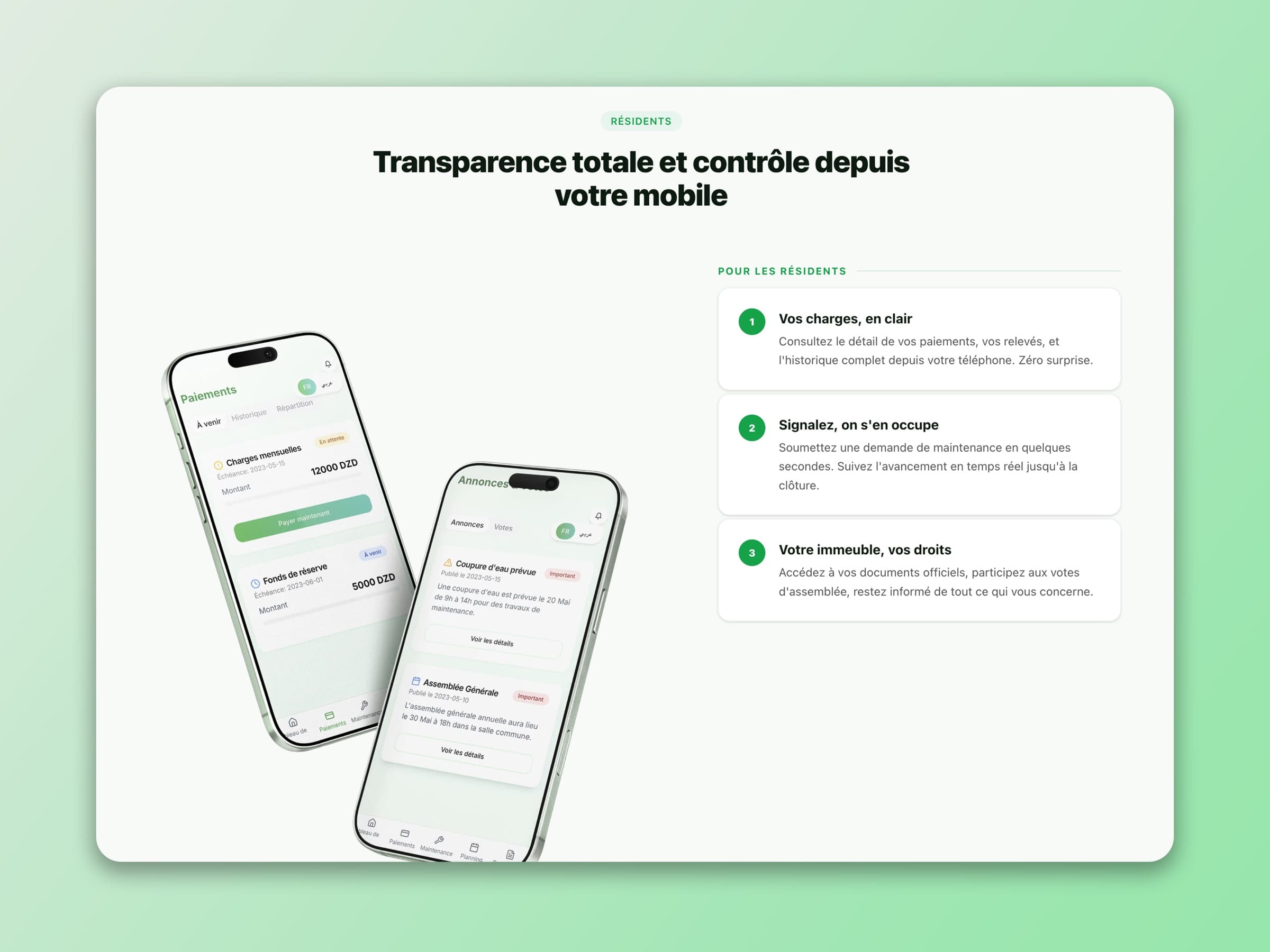 Section résidents du site