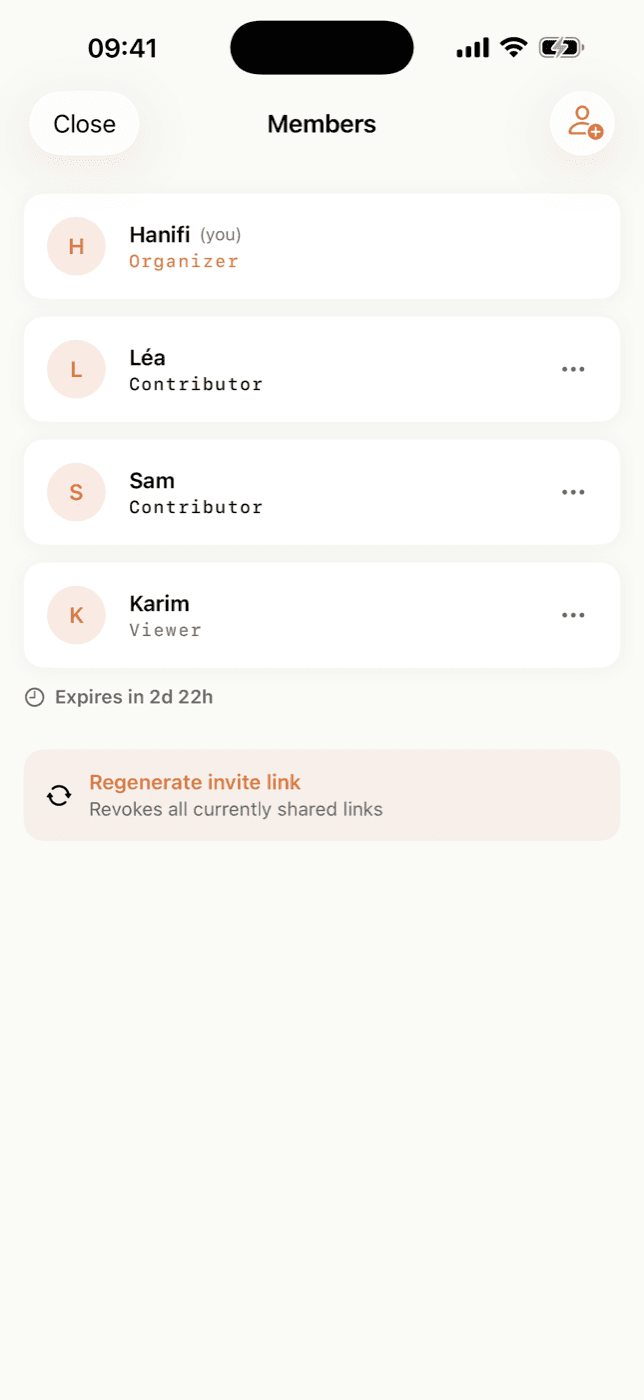 Membres et rôles du voyage